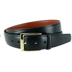 Trafalgar Men's Classic 30mm Black Cortina Leather Dress Belt, Size 44, Like New